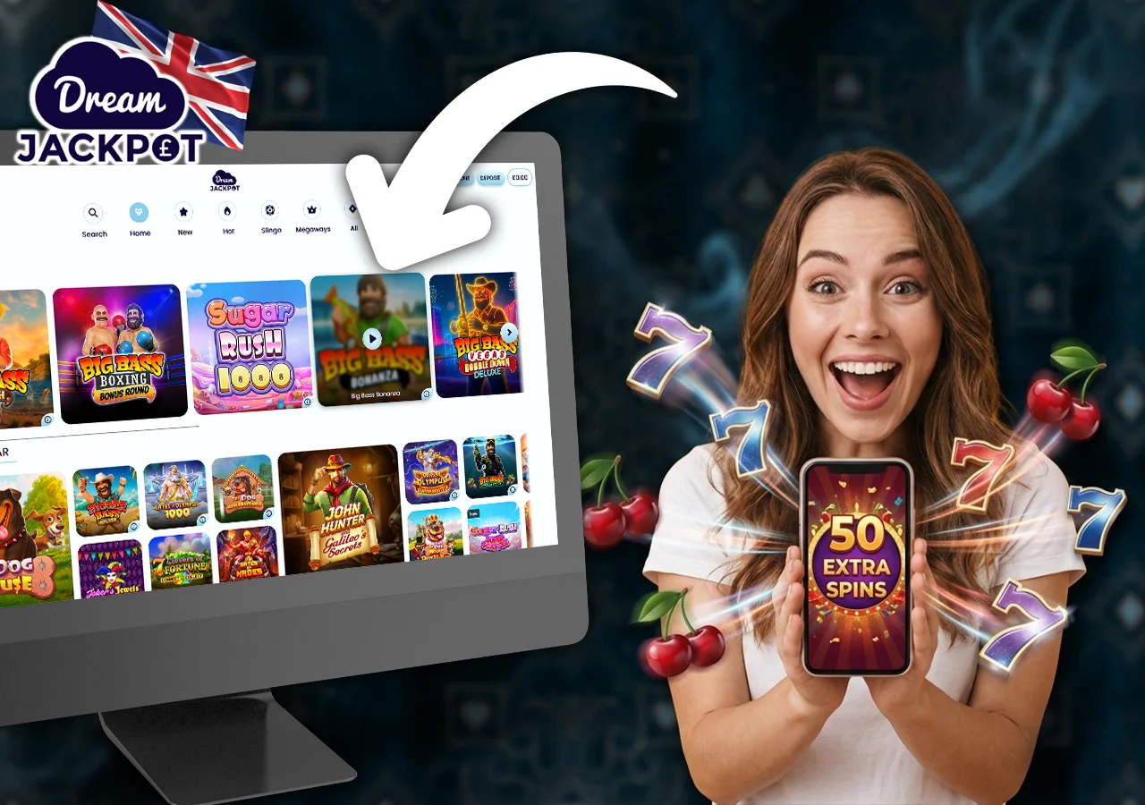 New players claim fifty extra spins upon their first Dream Jackpot deposit.
